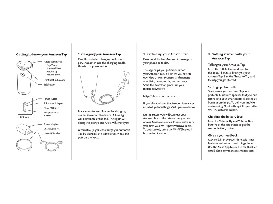 AMAZON TAP QUICK START MANUAL Pdf Download ManualsLib