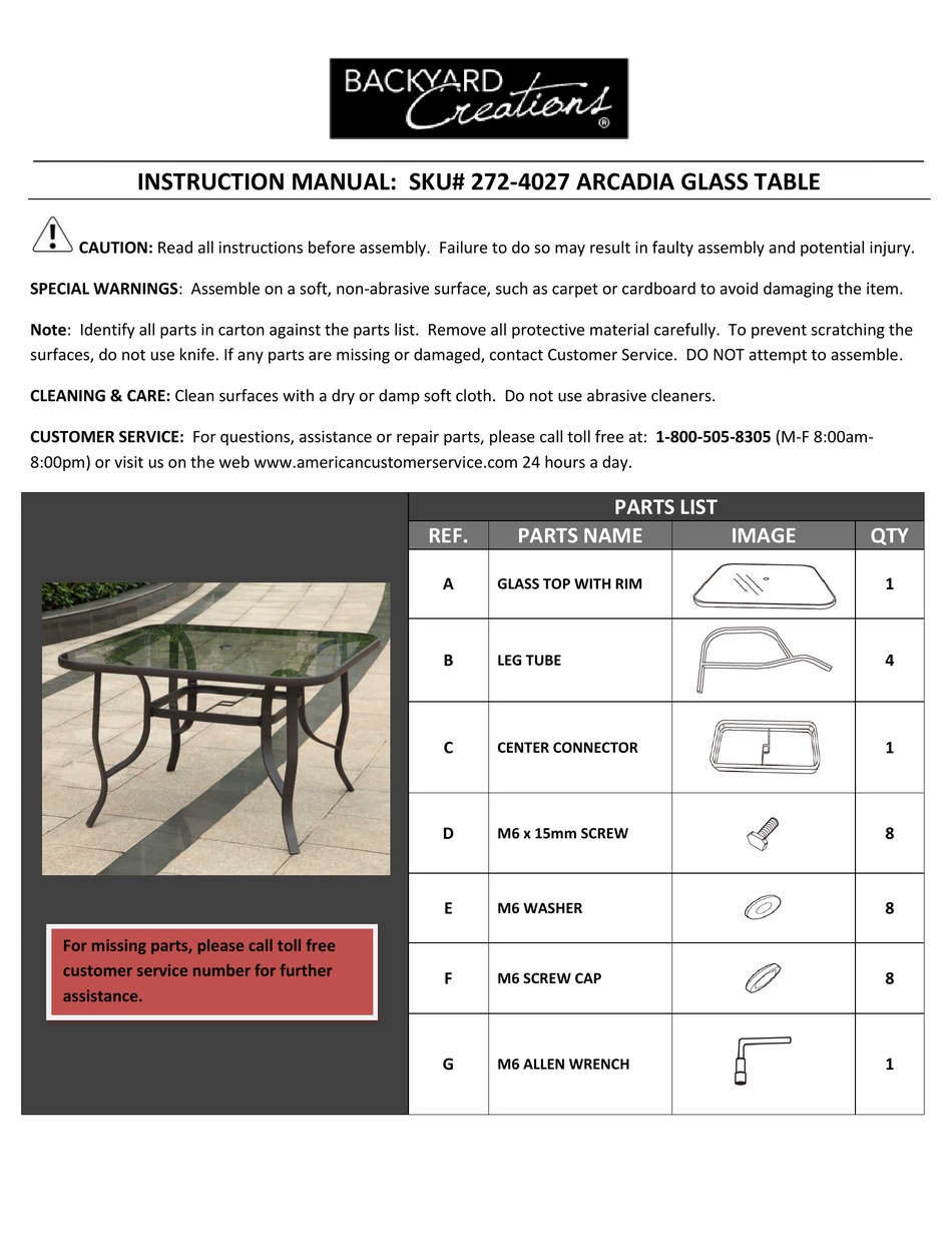 BACKYARD CREATIONS 272-4027 INSTRUCTION MANUAL Pdf Download - BackyarD Creations 272 4027