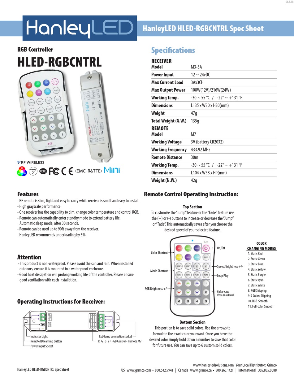 HANLEYLED HLEDRGBCNTRL OPERATING INSTRUCTION Pdf Download ManualsLib