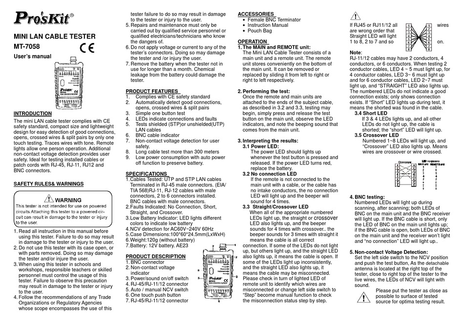 PRO'SKIT MT-7058 USER MANUAL Pdf Download | ManualsLib