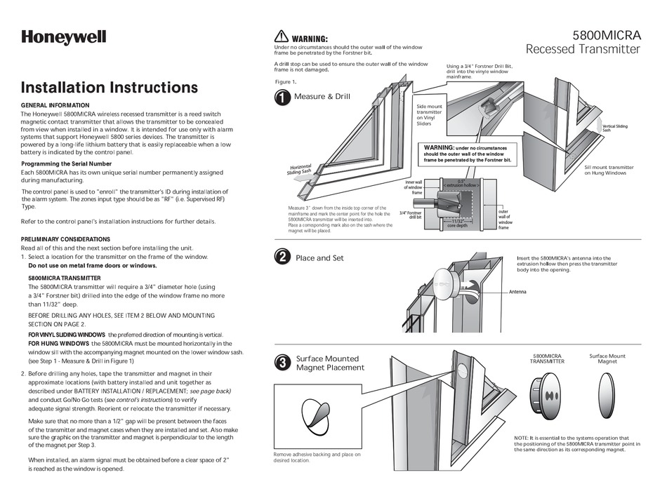 HONEYWELL 5800MICRA INSTALLATION INSTRUCTIONS Pdf Download | ManualsLib