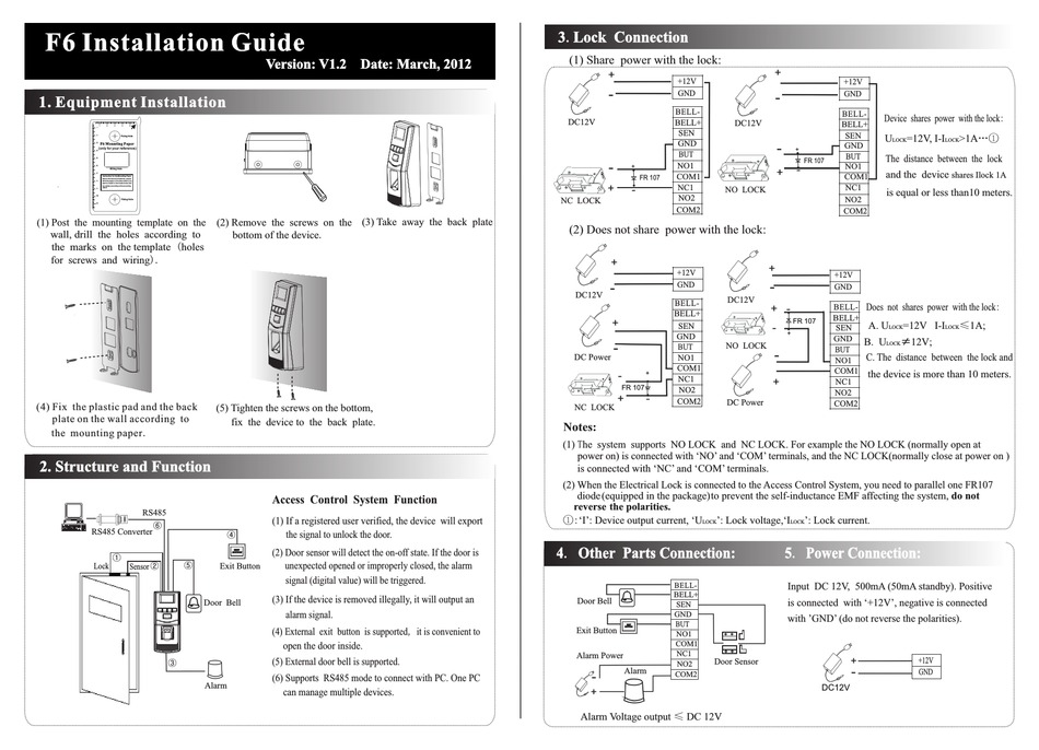 Zkteco F6 Installation Manual Pdf, Zkt Access Control Wiring Diagram
