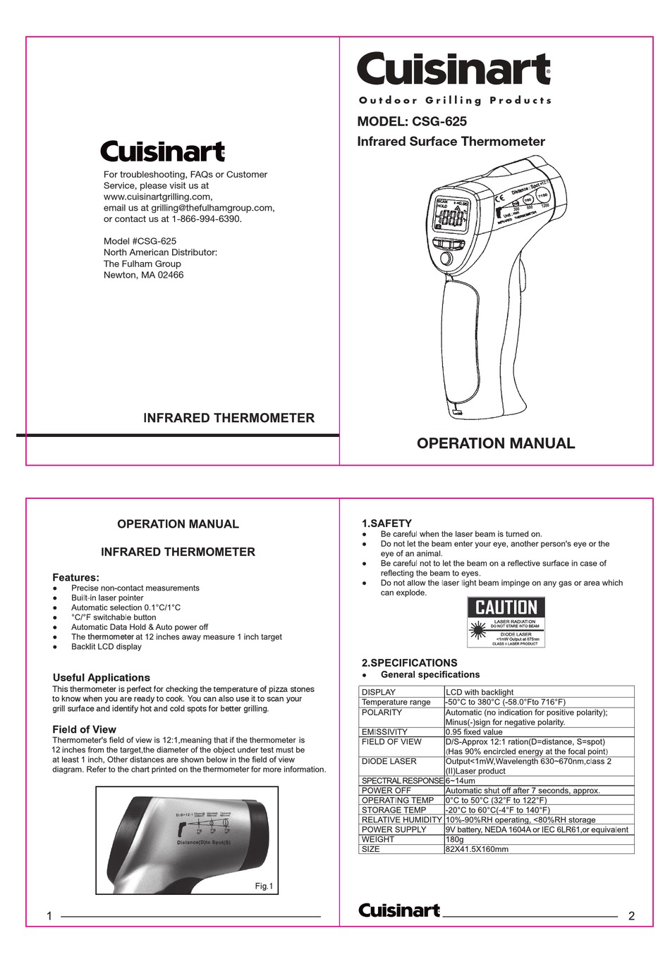 User manual Cuisinart CTG-00-MAN01 (English - 12 pages)