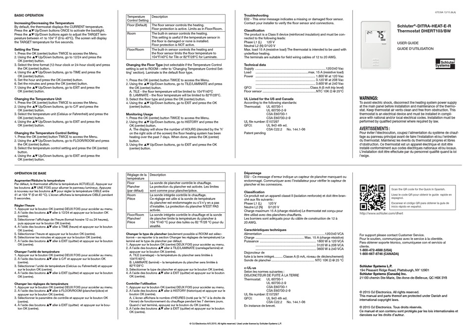 SCHLUTER SYSTEMS DHERT103/BW USER MANUAL Pdf Download | ManualsLib