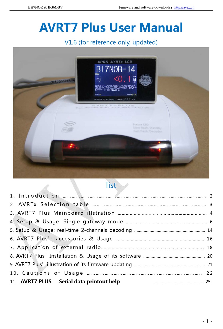 RADIODDITY AVRT7 PLUS USER MANUAL Pdf Download