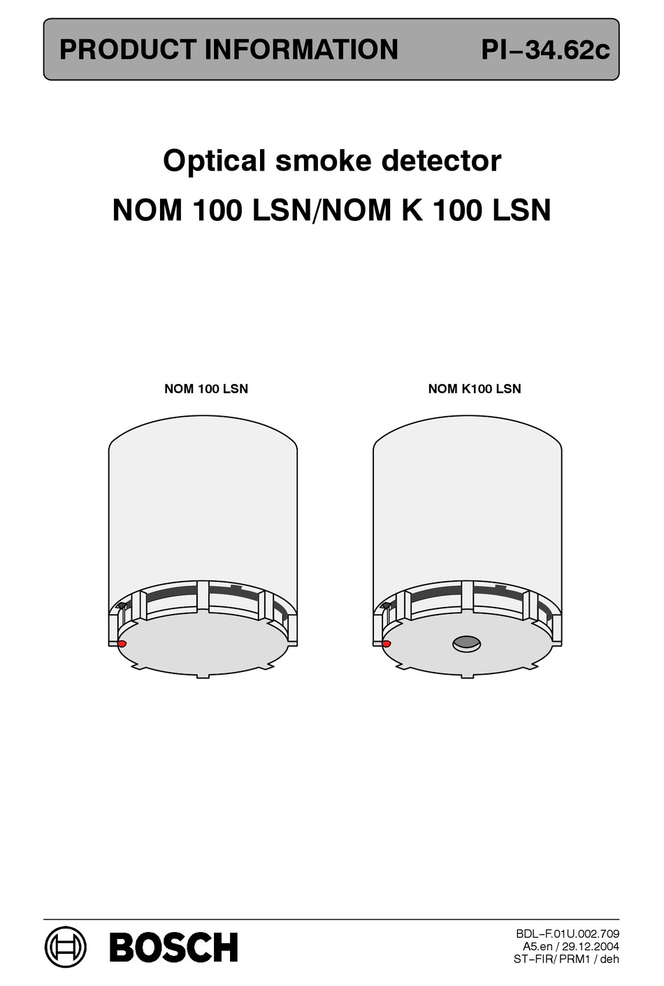 Bosch Nom 100 Lsn Product Information Pdf Download Manualslib