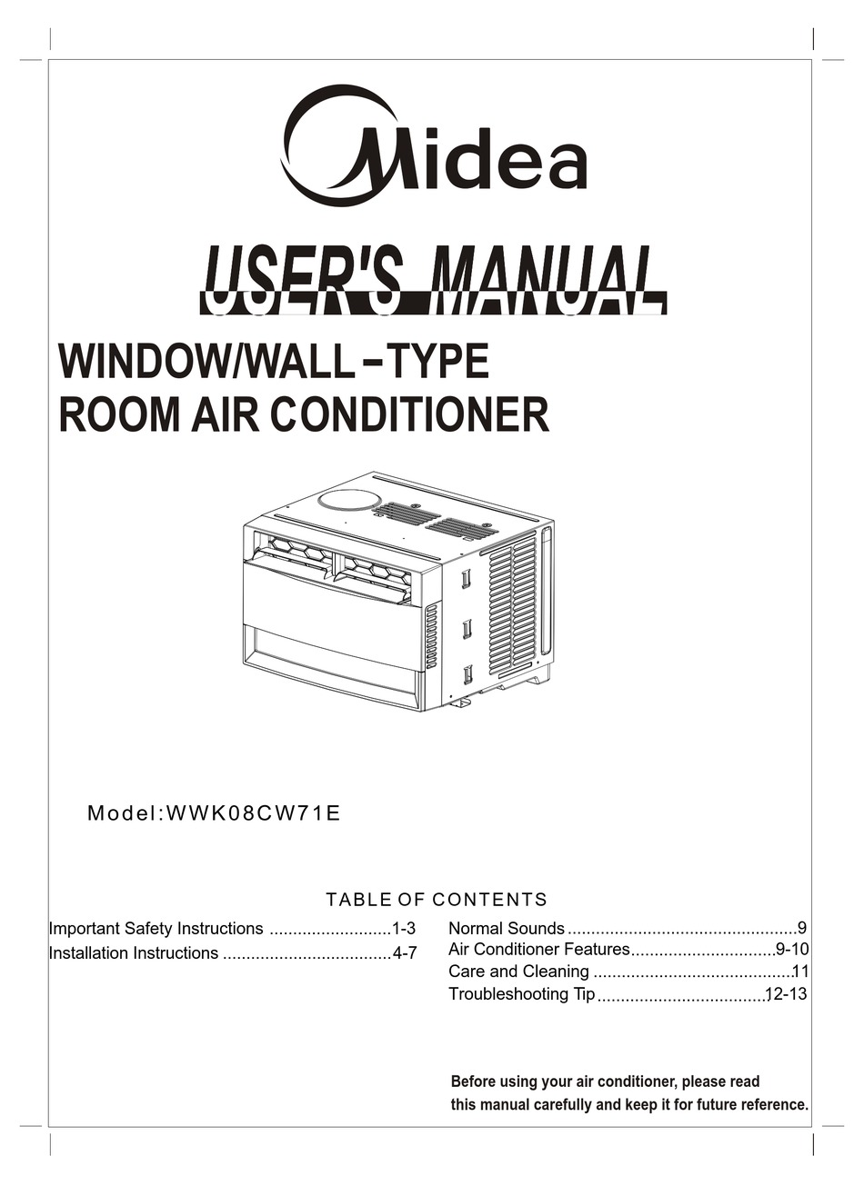 Midea Wwk08cw71e User Manual Pdf Download Manualslib