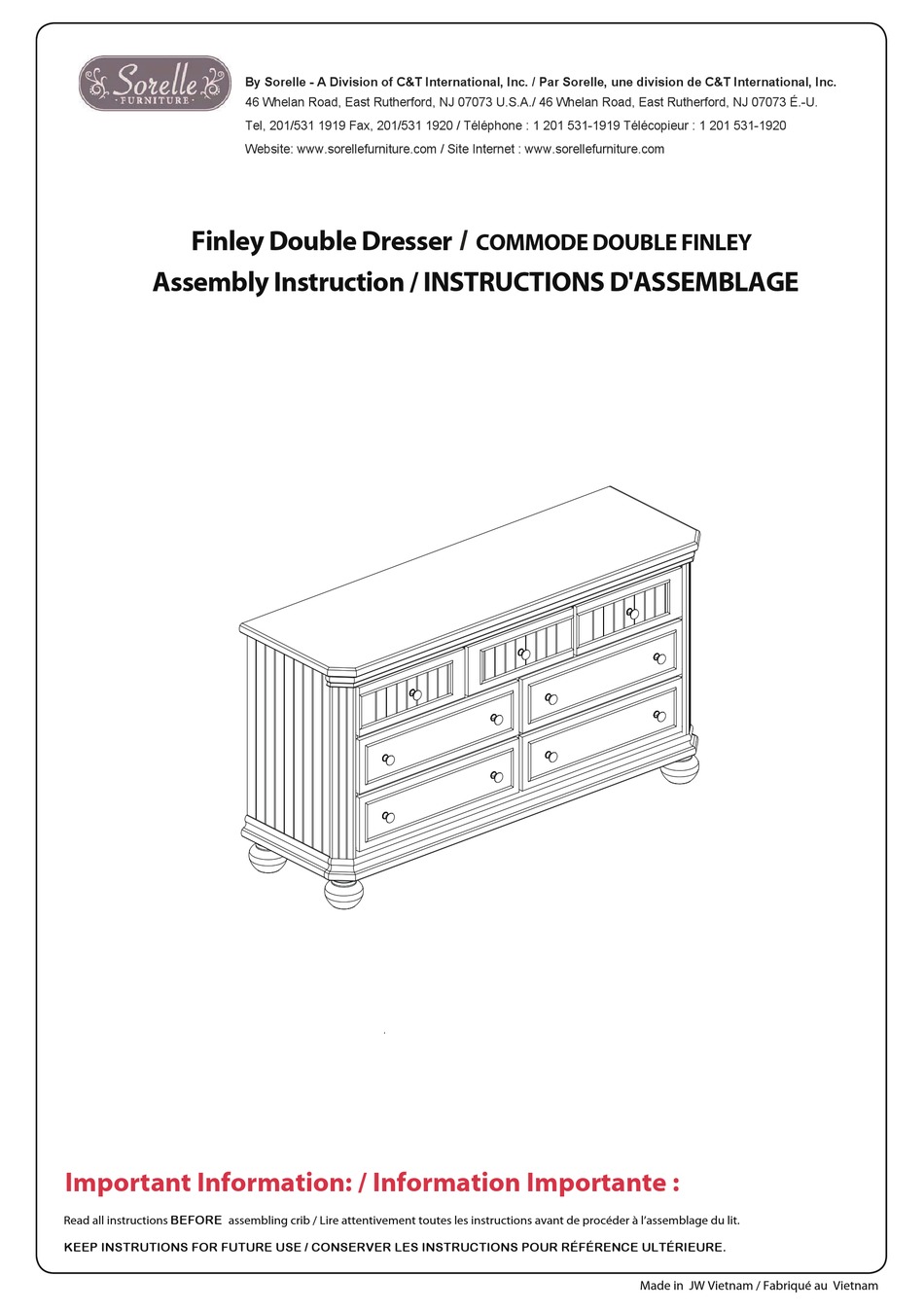 SORELLE FINLEY DOUBLE DRESSER ASSEMBLY INSTRUCTION Pdf Download
