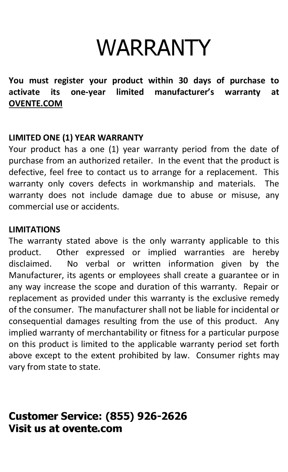 OVENTE HS560B Electric Immersion Hand Blender Instruction Manual