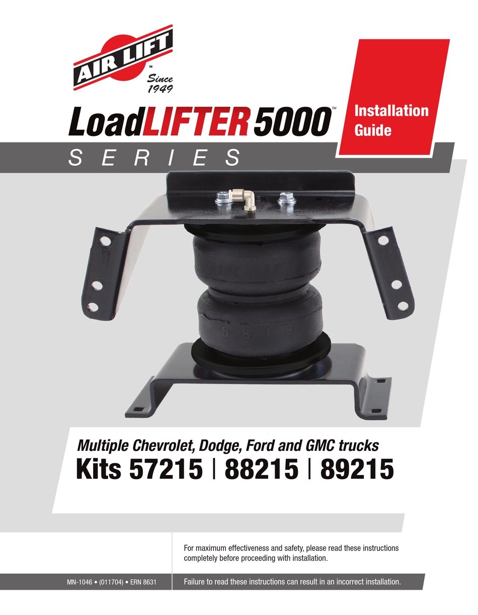 AIR LIFT LOADLIFTER 5000 INSTALLATION MANUAL Pdf Download ManualsLib