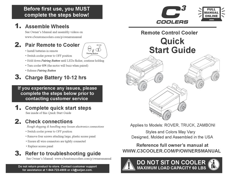C3 CUSTOM COOLERS ROVER QUICK START MANUALS Pdf Download ManualsLib