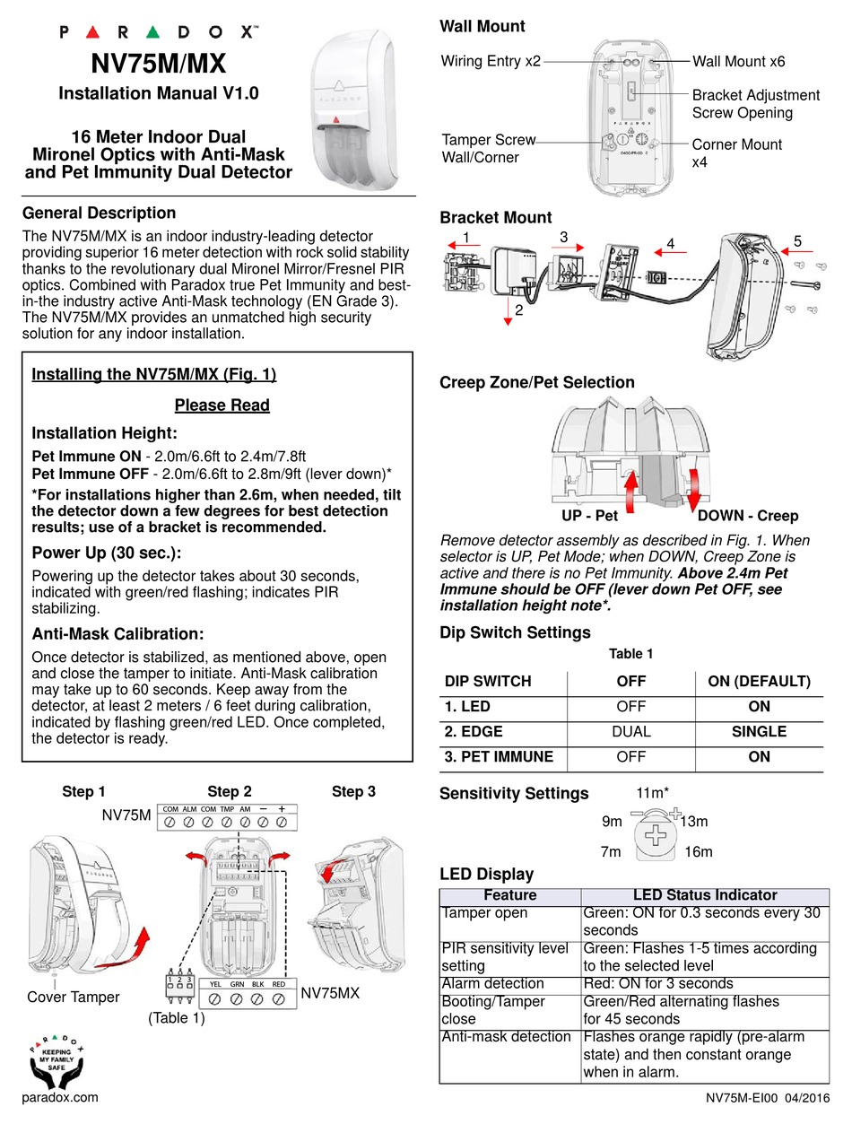 Paradox Nv75m Installation Manual Pdf Download Manualslib