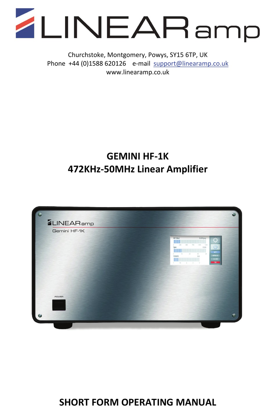LINEAR AMP GEMINI HF1K OPERATING MANUAL Pdf Download ManualsLib