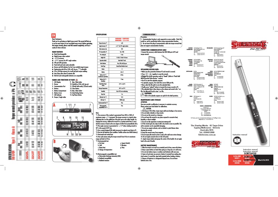 SIDCHROME SCMT26950 INSTRUCTION MANUAL Pdf Download | ManualsLib