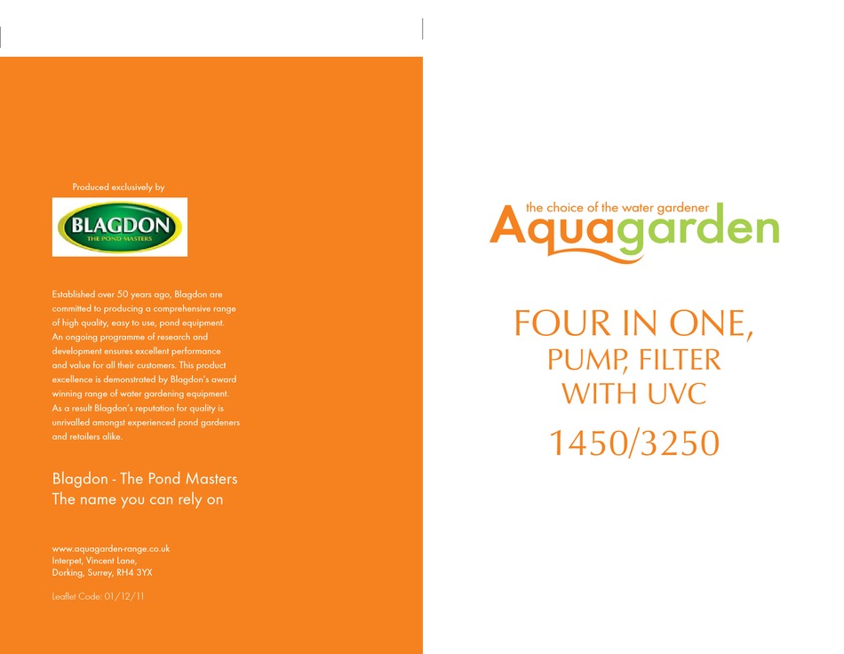 AQUAGARDEN 1450 USER MANUAL Pdf 