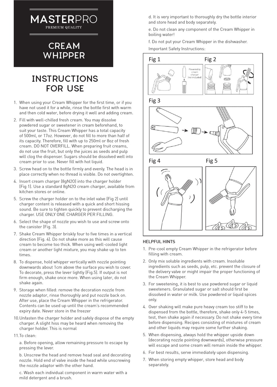 MASTERPRO MPWHIPPER INSTRUCTIONS FOR USE Pdf Download ManualsLib
