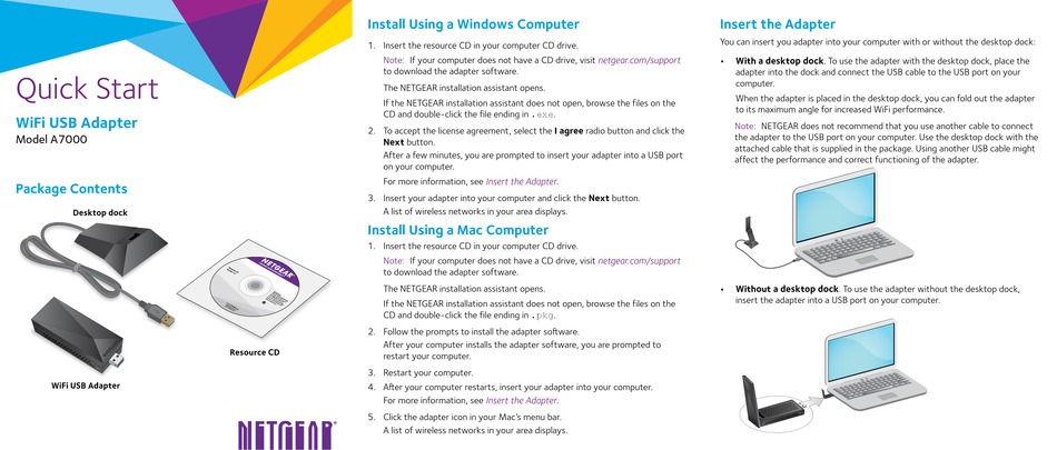 NETGEAR A7000 QUICK START Pdf Download | ManualsLib