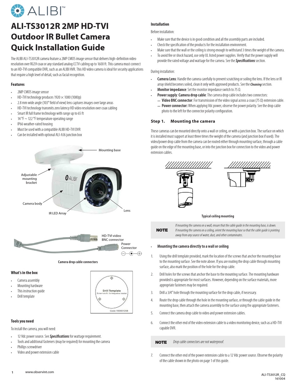 ALIBI ALITS3012R QUICK INSTALLATION MANUAL Pdf Download ManualsLib