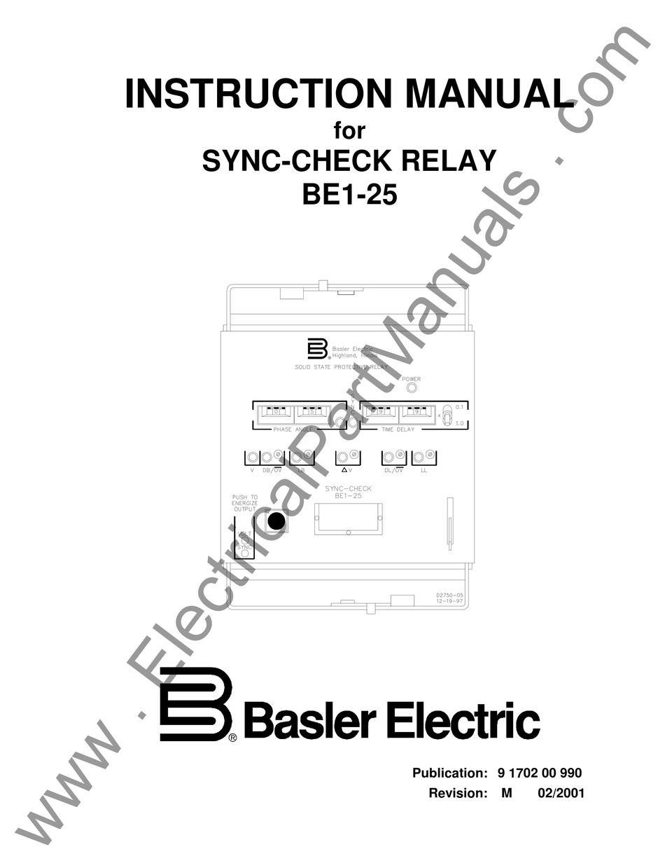 BASLER BE1-25 INSTRUCTION MANUAL Pdf Download | ManualsLib