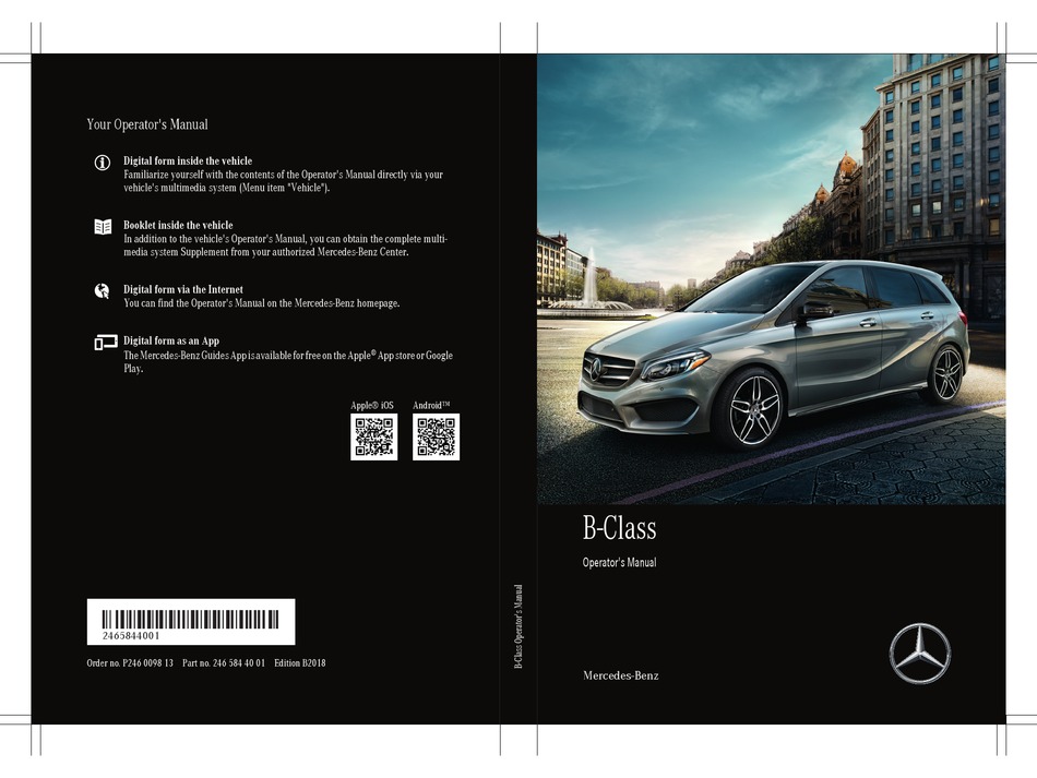 MERCEDES-BENZ B-CLASS OPERATOR'S MANUAL Pdf Download | ManualsLib