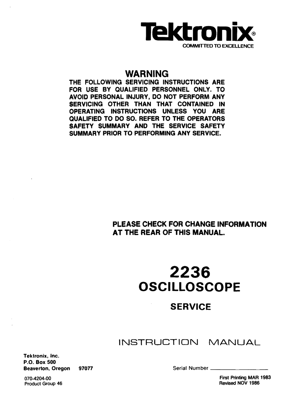 Tektronix TEK 211 Oscilloscope Service Manual CD 