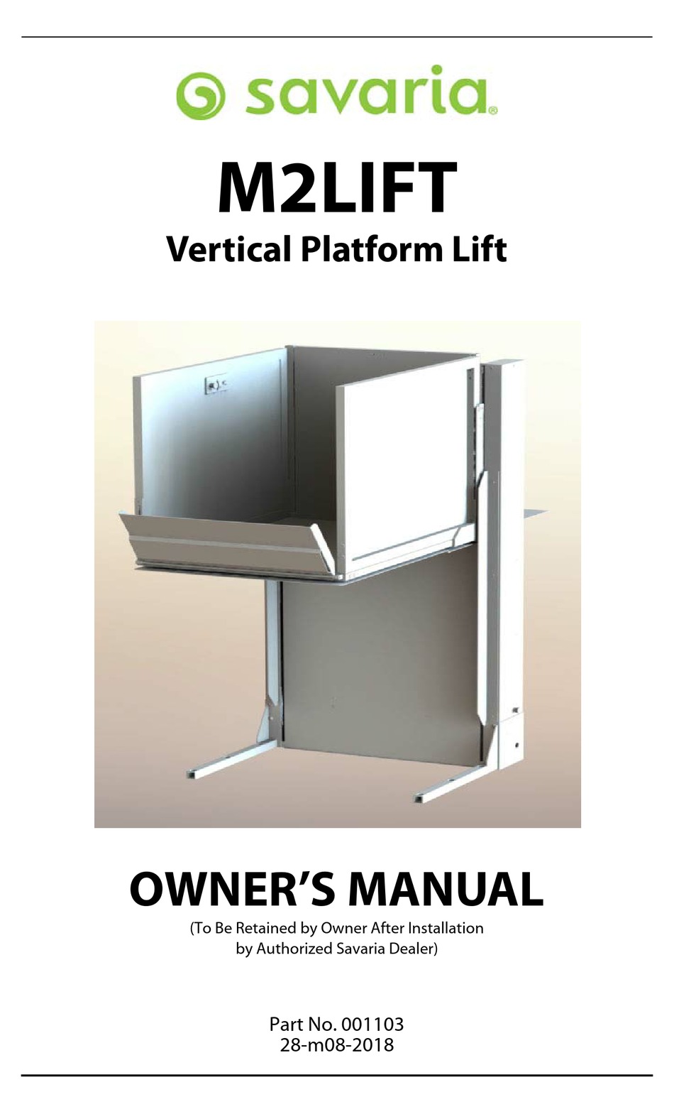 SAVARIA M2LIFT-40 OWNER'S MANUAL Pdf Download | ManualsLib