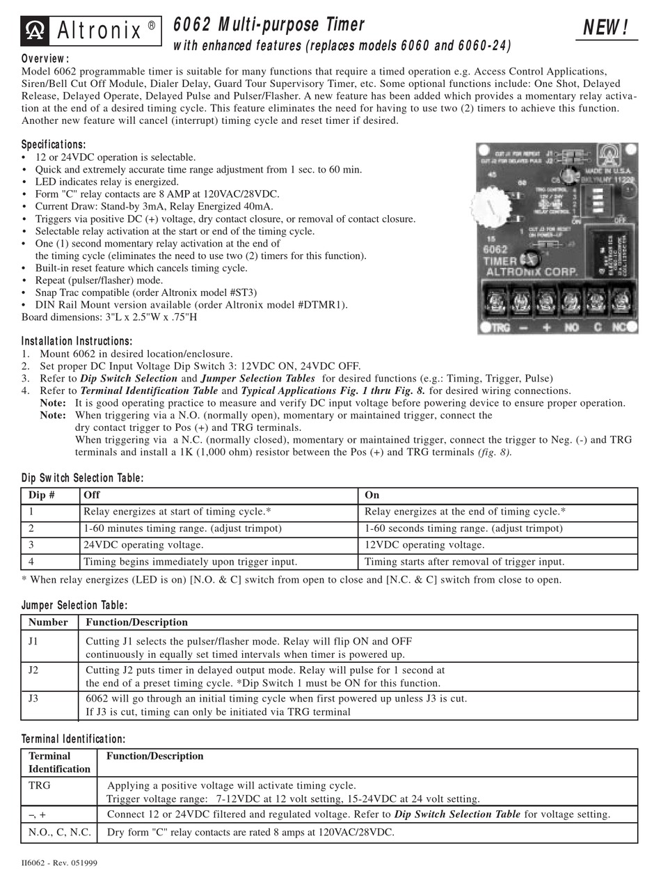ALTRONIX 6062 INSTALLATION INSTRUCTIONS Pdf Download ManualsLib