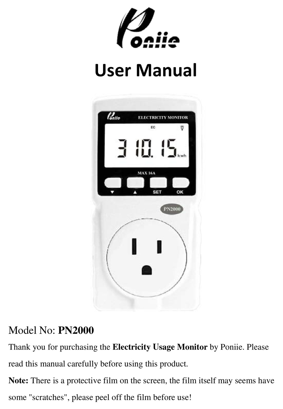 PONIIE PN2000 USER MANUAL Pdf Download ManualsLib