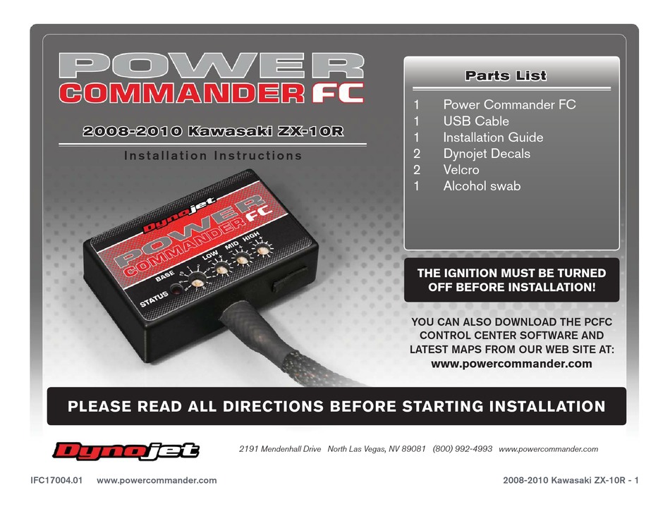 DYNOJET POWER COMMANDER FC INSTALLATION INSTRUCTIONS Pdf Download