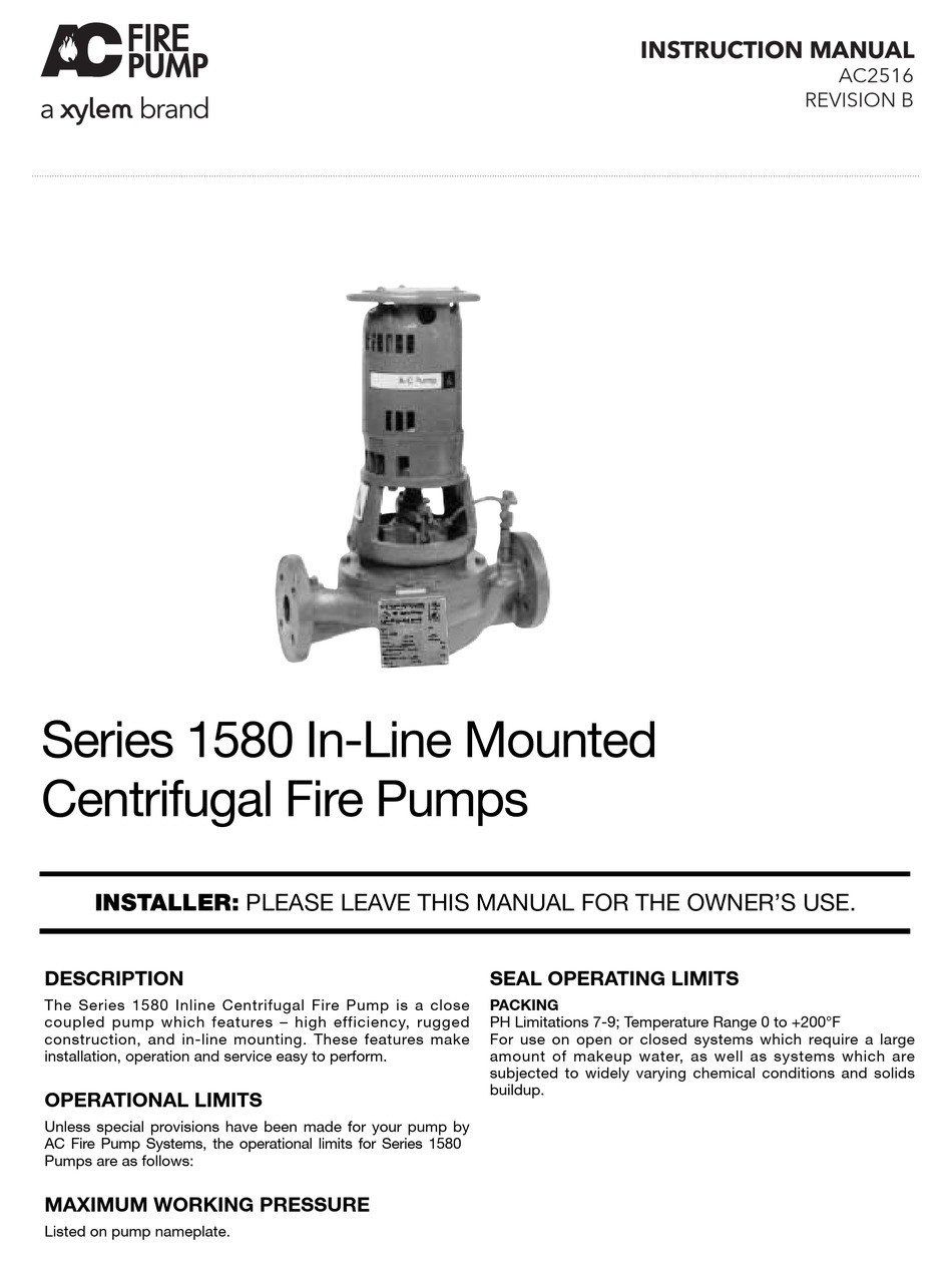 AC FIRE PUMP SERIES 1580 INSTRUCTION MANUAL Pdf Download ManualsLib