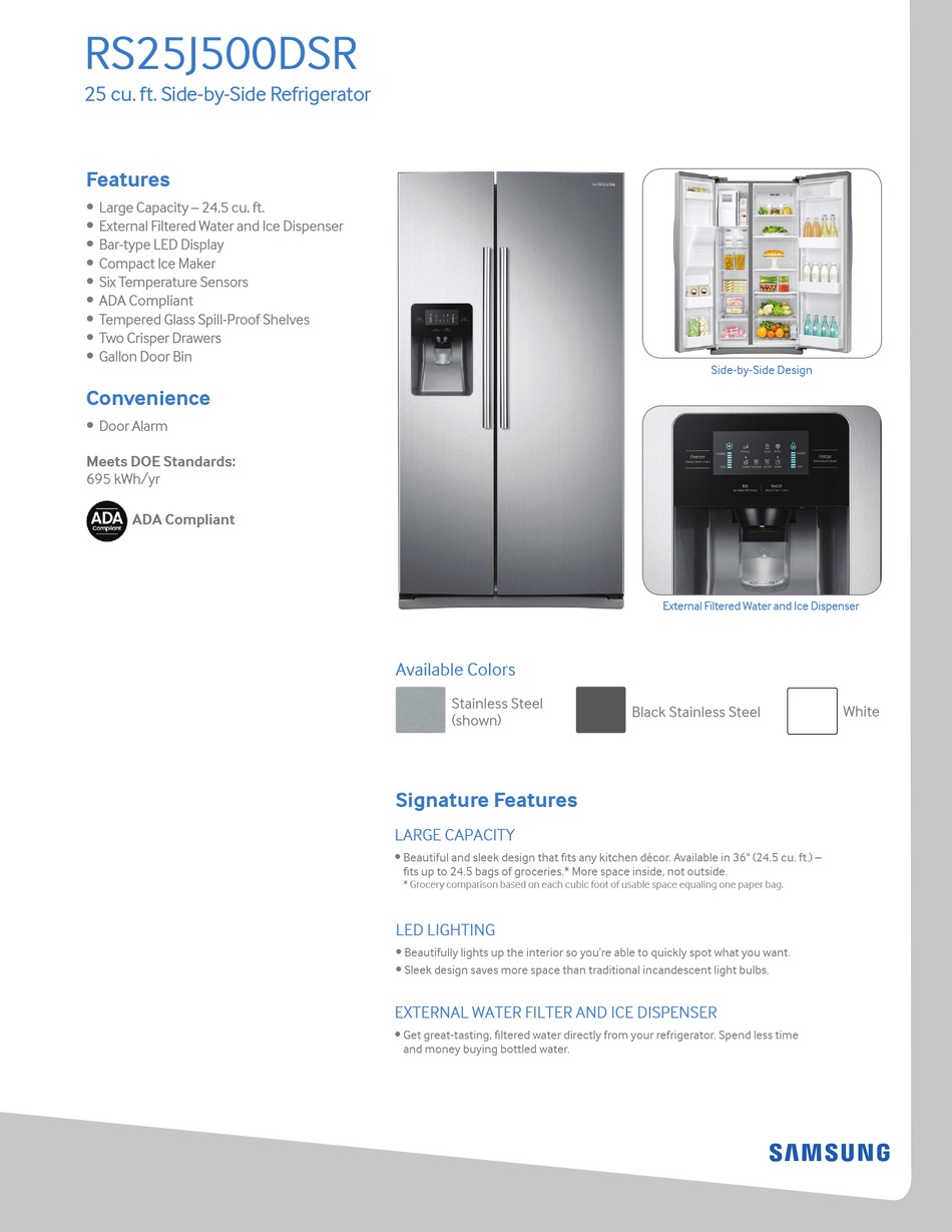 SAMSUNG RS25J500DSR MANUAL Pdf Download | ManualsLib