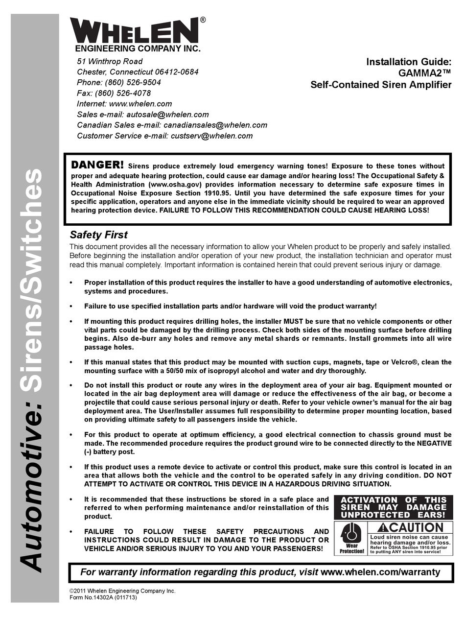 WHELEN ENGINEERING COMPANY GAMMA2 INSTALLATION MANUAL Pdf Download | ManualsLib Whelen Gamma 2 Wiring Diagram ManualsLib