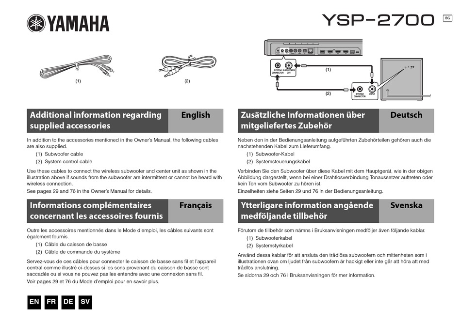YAMAHA YSP-2700 MANUAL Pdf Download | ManualsLib
