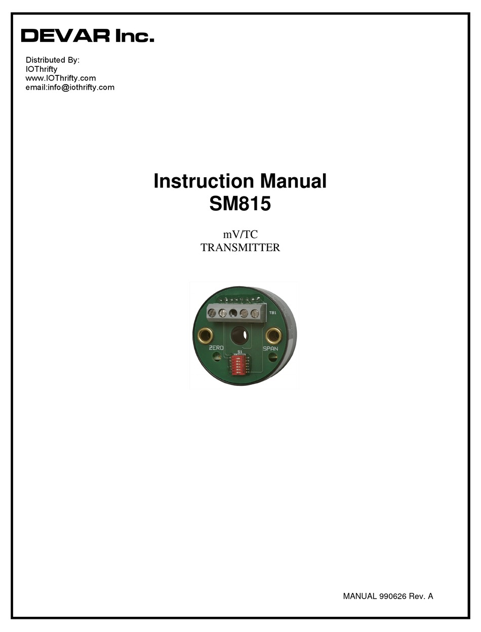 DEVAR SM815 INSTRUCTION MANUAL Pdf Download ManualsLib
