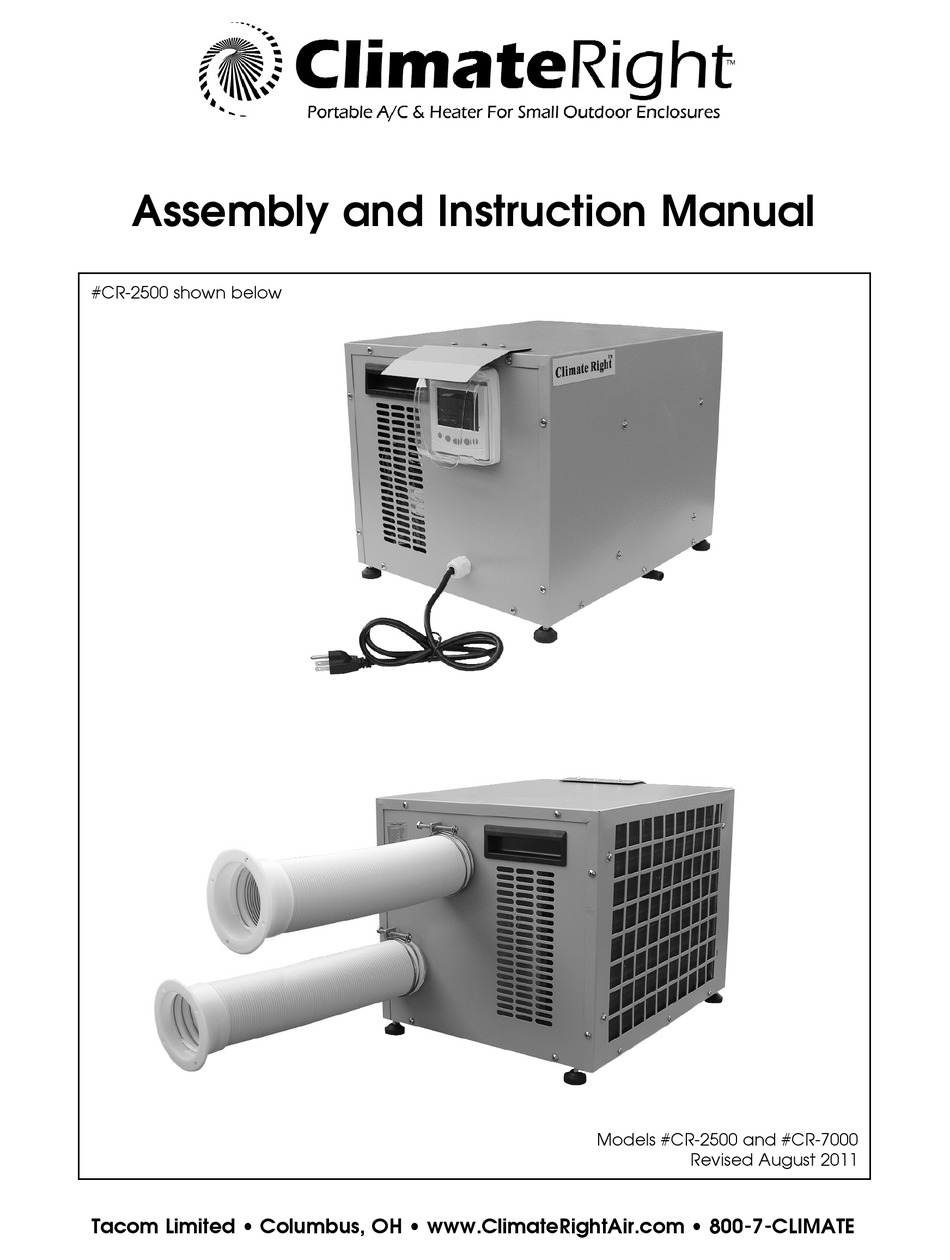 Climateright Cr 2500 Assembly And Instruction Manual Pdf Download