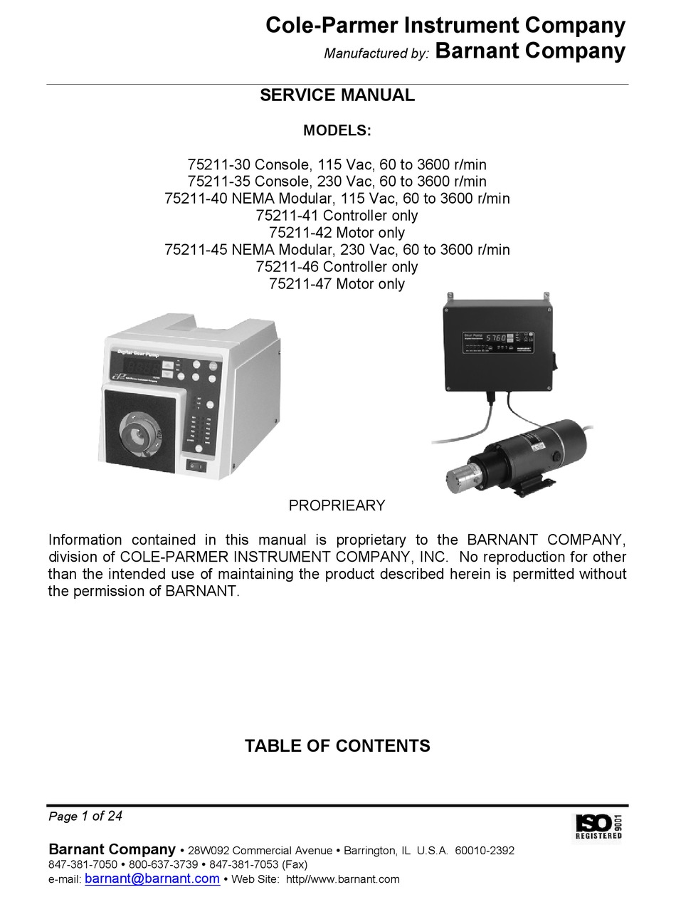 COLE PARMER 7521130 SERVICE MANUAL Pdf Download ManualsLib