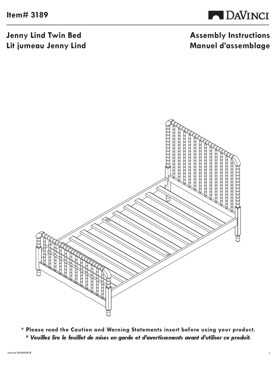 Davinci Jenny Lind Twin Bed Assembly Instructions Manual Pdf Download Manualslib