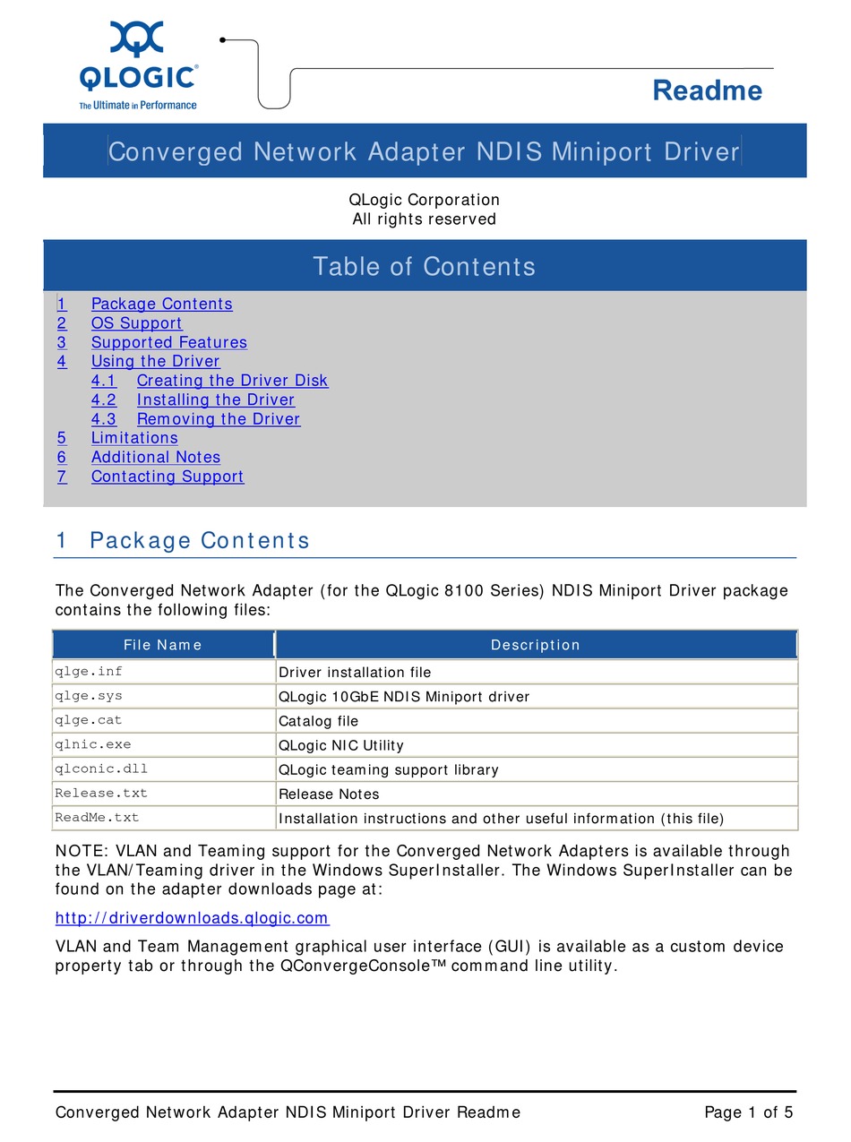 QLOGIC CONVERGED NETWORK ADAPTER INSTALLATION MANUAL Pdf Download
