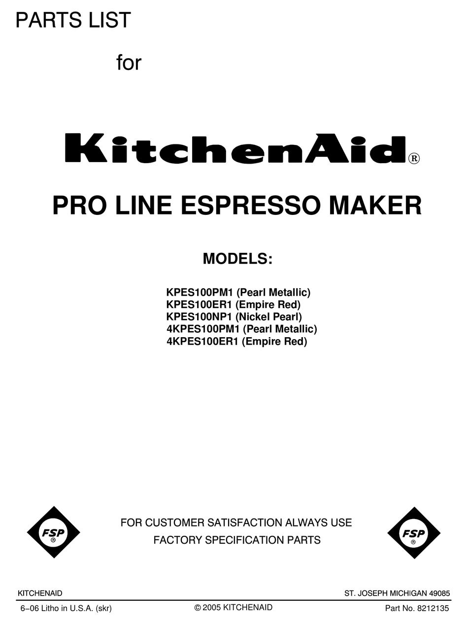KITCHENAID PRO 4KPES100ER1 PARTS Pdf Download | ManualsLib