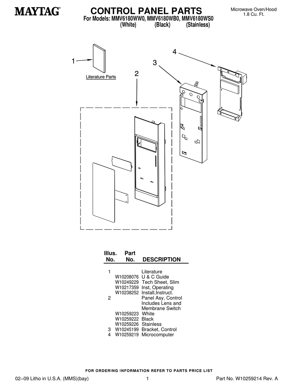 MAYTAG MMV6180WB0 PARTS LIST Pdf Download | ManualsLib