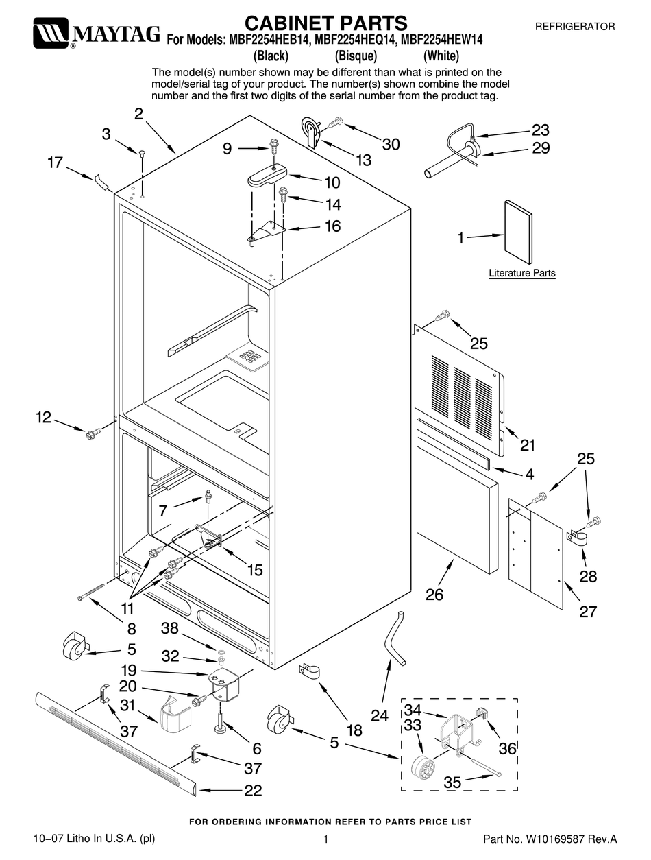 MAYTAG MBF2254HEB14 CABINET PARTS Pdf Download | ManualsLib