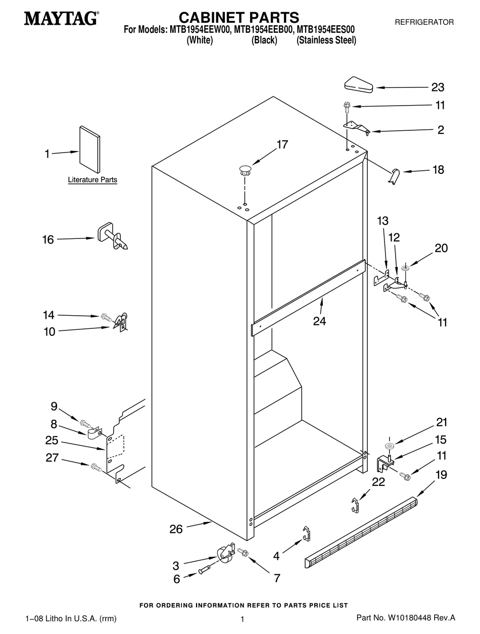 MAYTAG MTB1954EEB00 CABINET PARTS Pdf Download | ManualsLib