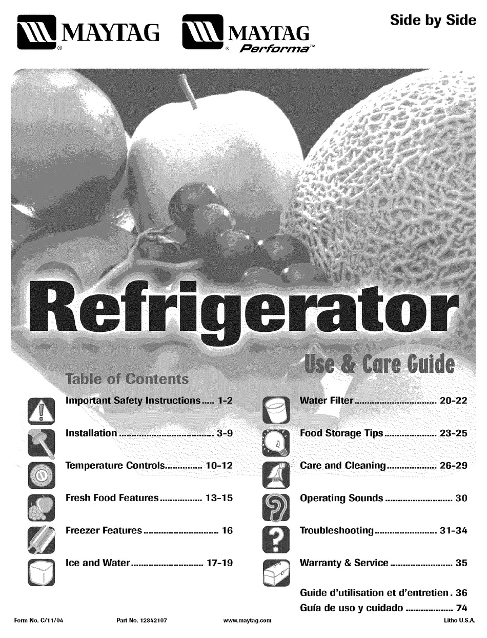 MAYTAG REFRIGERATOR USER MANUAL Pdf Download | ManualsLib