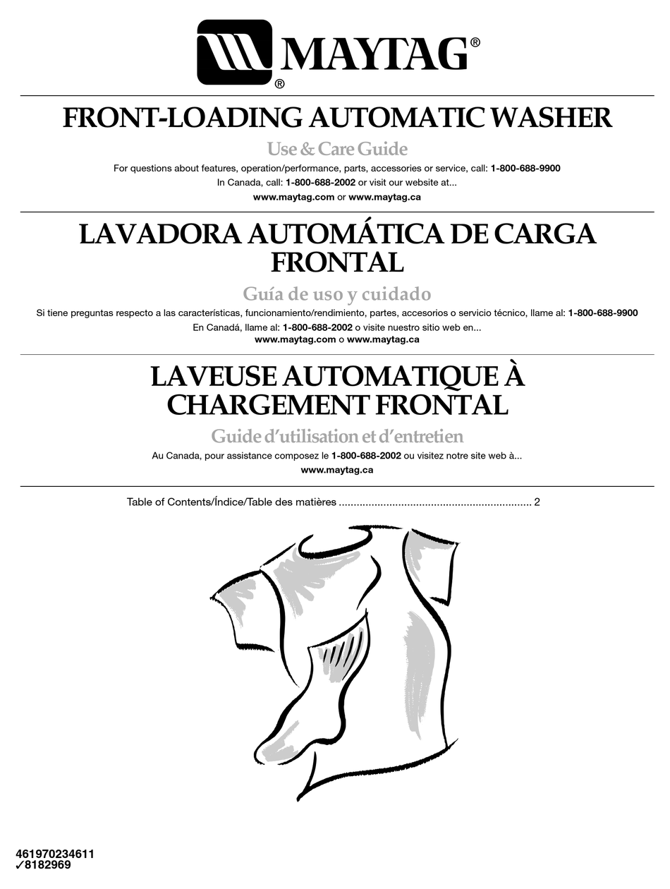 MAYTAG FRONT-LOADINGAUTOMATICWASHER USE AND CARE MANUAL Pdf Download