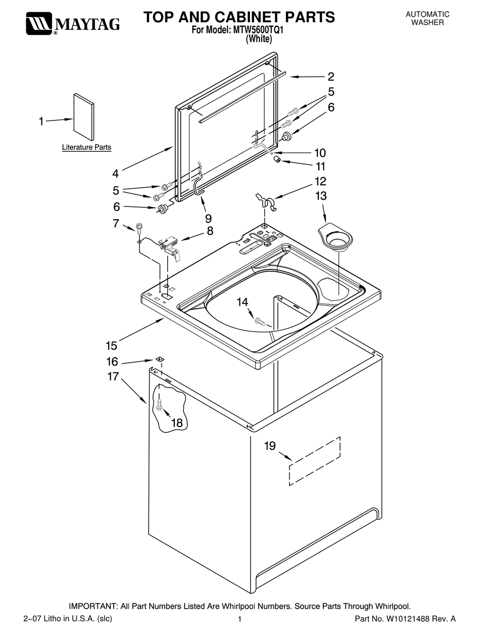 MAYTAG MTW5600TQ1 PARTS LIST Pdf Download | ManualsLib