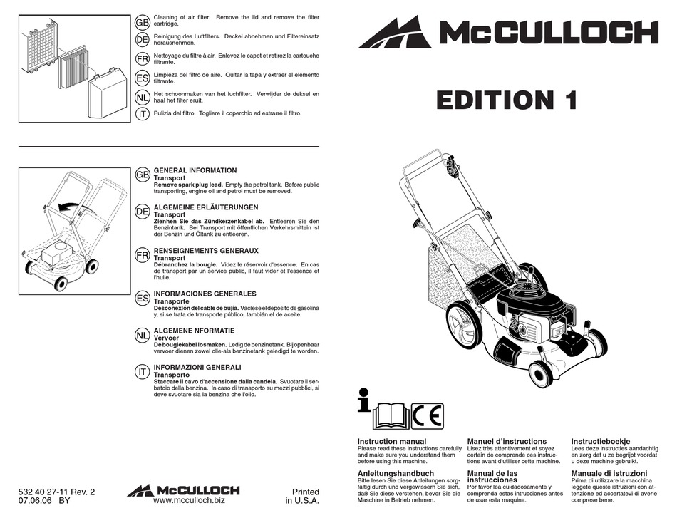 MCCULLOCH 96141011700 INSTRUCTION MANUAL Pdf Download ManualsLib
