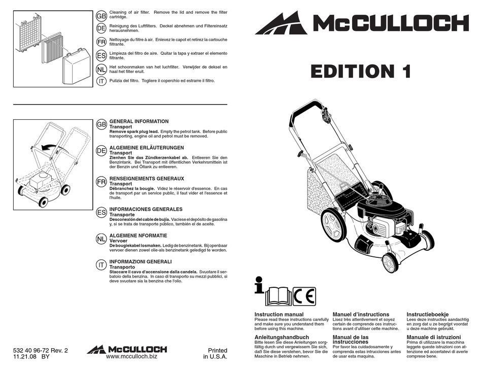 MCCULLOCH 96141020600 INSTRUCTION MANUAL Pdf Download | ManualsLib