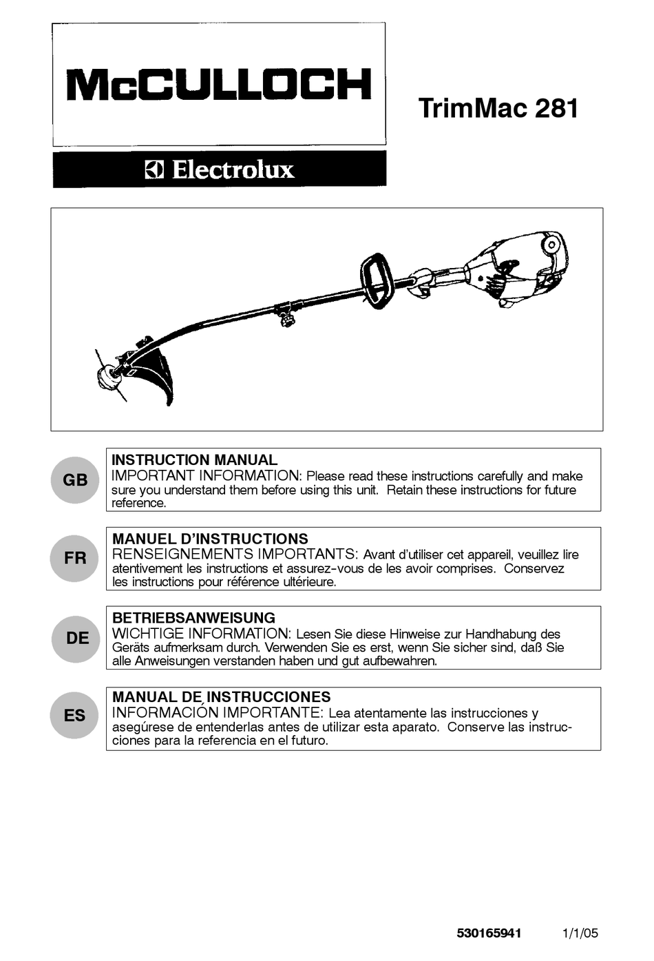 MCCULLOCH TRIMMAC 281 INSTRUCTION MANUAL Pdf Download ManualsLib