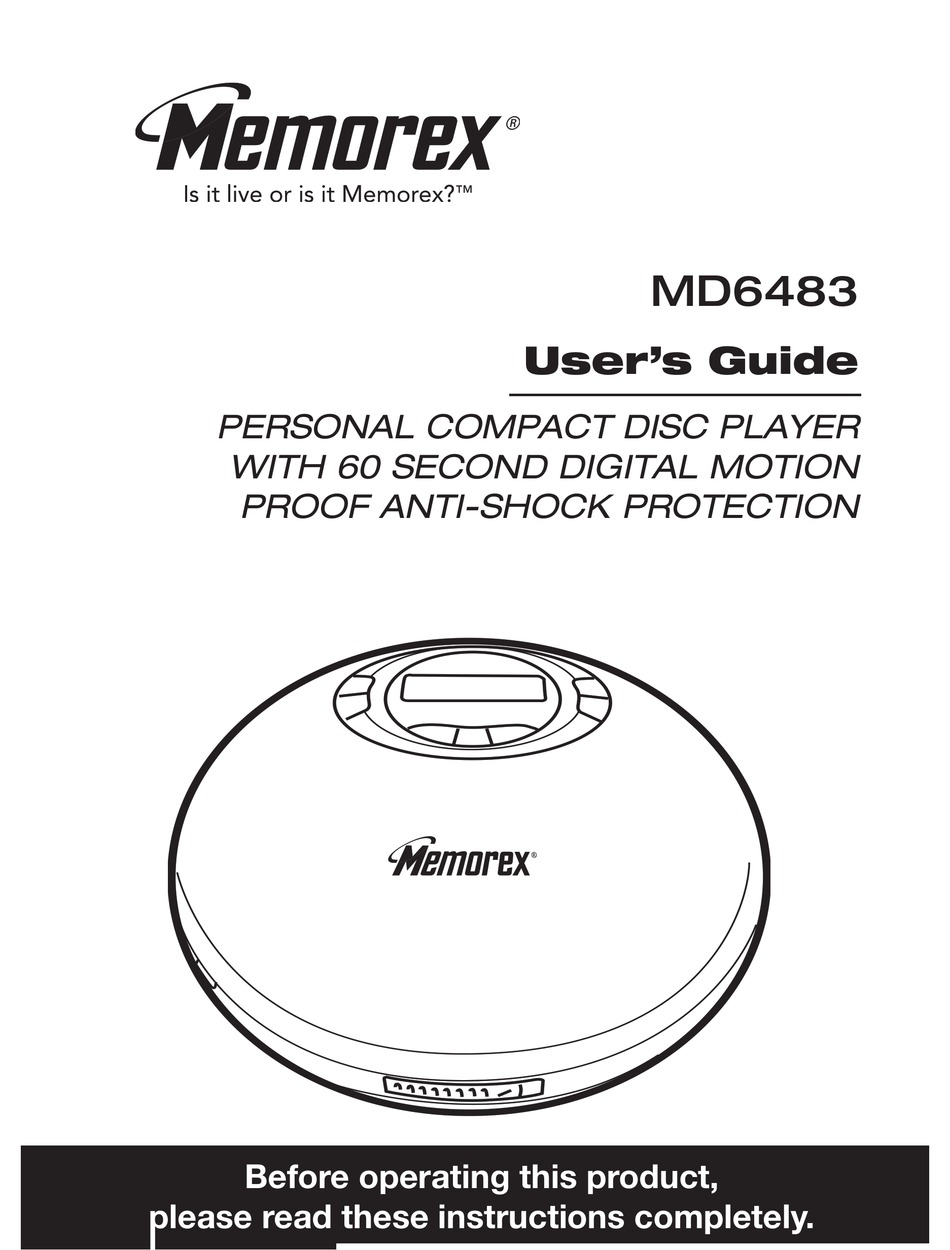 MEMOREX MD6483 USER MANUAL Pdf Download ManualsLib