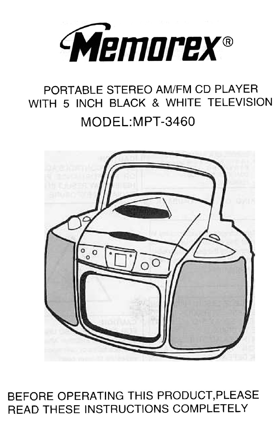 MEMOREX MPT 3460 INSTRUCTIONS MANUAL Pdf Download ManualsLib